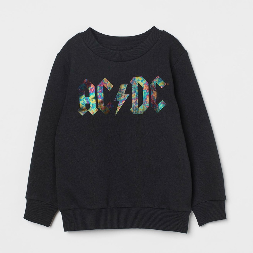 H&M AC/DC Black & Shimmery Sweatshirt with a soft, brushed inside